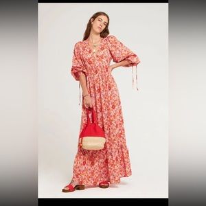 Anik batik Marty maxi dress  pink floral new with tags size small 38